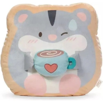 NICI MyMochi: Шай плюшена възглавница с хомяк с чаша - 35 x 33 см (62395)