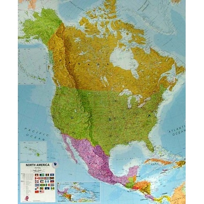 Severní Amerika - nástěnná mapa 100 x 120 cm, lamino + lišty