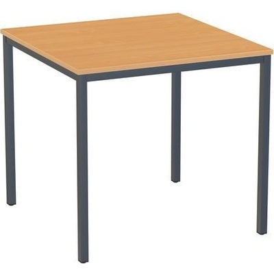 Manutan Jídelní stůl Versys s podnožím antracit RAL 7016 80 x 80 x 743 cm buk