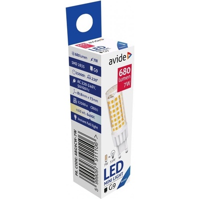 Avide Prémiová LED žárovka G9 7W 680lm, studená, ekv. 51W