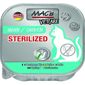 MAC's Mac’s VetCare Cat Sterilized Adult GRAIN FREE, пастет за кастрирани и възрастни котки, БЕЗ ЗЪРНО, с пилешко месо, 85 гр - Германия - 580VE