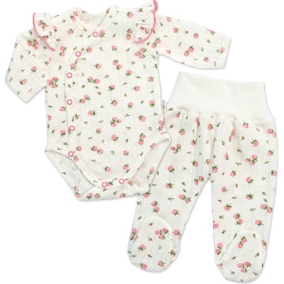MBaby Zavinovacie body polodupačky, 2D sada Amélia biela/ružová