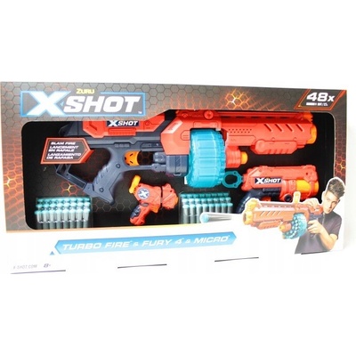 Raketomet Zuru X-Shot Turbo Fire + Fury 4 + Micro