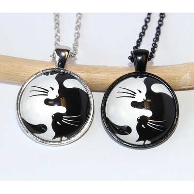 Jewerly Fashion Řetízek Amulet Kočky, Černobílý Jin Jang, Rovnováha, Balance 2541