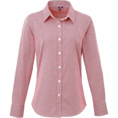 Premier Workwear Gingham PW320 s drobným kostkovaným vzorem bílá červená