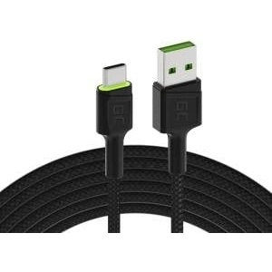 GREENCELL Cable USB - USB-C Green Cell GC Ray, 200cm, green LED, with Ultra Charge, QC 3.0