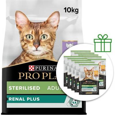 PURINA PRO PLAN CAT STERILISED RENAL PLUS пуйка 10 kg + 10 x пауч Sterilised БЕЗПЛАТНО