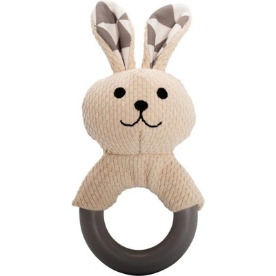 HipHop Dog Kousátko králík s TPR kroužkem se zvukem 21 cm krémová/šedá
