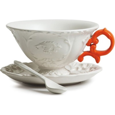 Seletti Чаша за чай I-Tea с чинийка и лъжичка оранжева (09858ara)