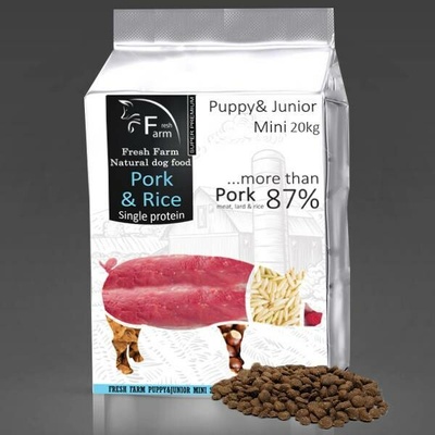 Fresh Farm Puppy & Junior Mini Single Protein Pork & Rice 15 kg