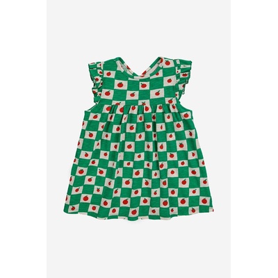 Bobo Choses Детска памучна рокля Bobo Choses в зелено къса разкроена (124AB102)