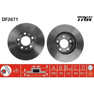 Brzdový kotúč TRW DF2671