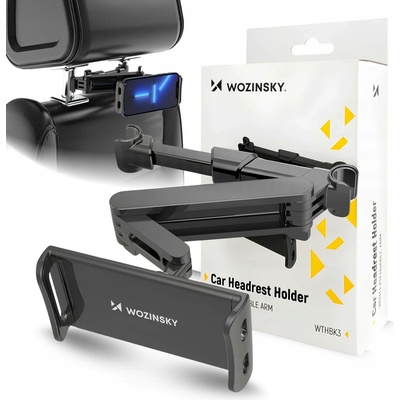AppleMix Držák do auta WOZINSKY pro Apple iPhone / iPad - pohyblivé rameno - na opěrku hlavy - černý