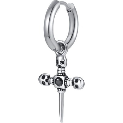 Impress Jewelry ocelová náušnice kruh kříž s lebky stříbrná Typ Pár ED-684