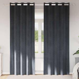 Pure Line Home Кадифени завеси в цвят стоманеносив с метални халки, 2 бр. , 140 x 245 см