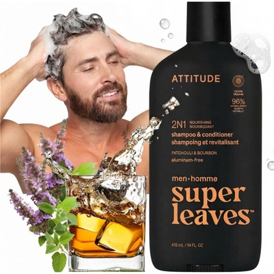 Attitude Super leaves Pánský šampon a kondicionér pro objem 2v1 Amber a Citrus 415 ml