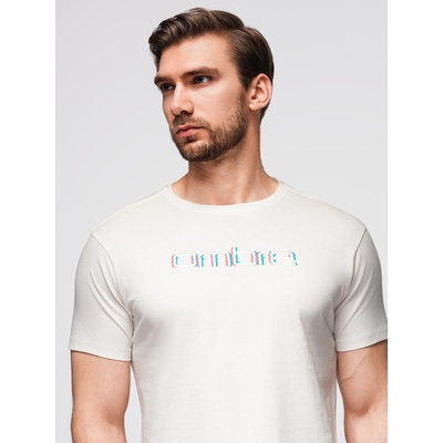 Ombre Clothing Мъжка тениска с бродерия на гърди - бяла V2 OM-TSPT-0248 Ombre Clothing Ombre Clothing | Byal | МЪЖЕ | S