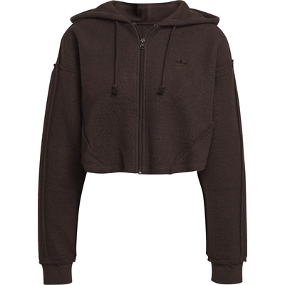 Adidas Дамски суичър Adidas Originals adidas Crop Full-Zip Hoodie Womens - Brown