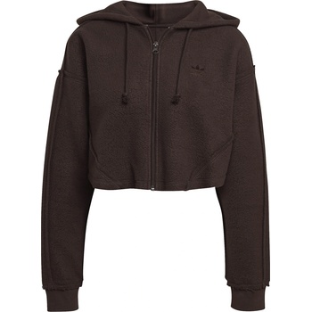 Adidas Дамски суичър Adidas Originals adidas Crop Full-Zip Hoodie Womens - Brown