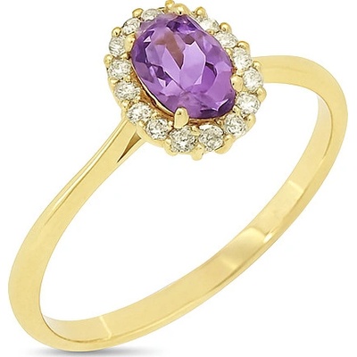 Lillian Vassago Zlatý prsten s ametystem a zirkony LLV31 GR011YA