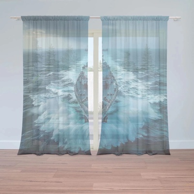 Sablio Záclony Vojnová loď prerážajúca oceán: 2ks 150x250cm