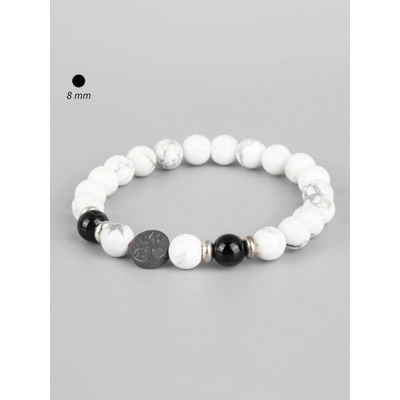 Prosperk Exkluzivní náramek z korálků magnezitu a onyxu se stromem života bílá S2375