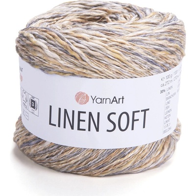Yarn Art příze Linen Soft 7407 šedá a odstíny hnědé