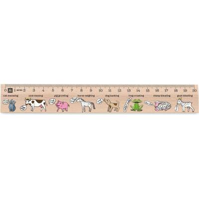 Metrie Didakt-M02 Dřevěné pravítko s potiskem Animals Speak 20 cm