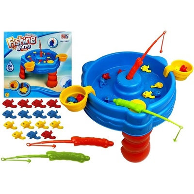 Lean toys Rybolov s prútmi 15 kusov rýb modro červený