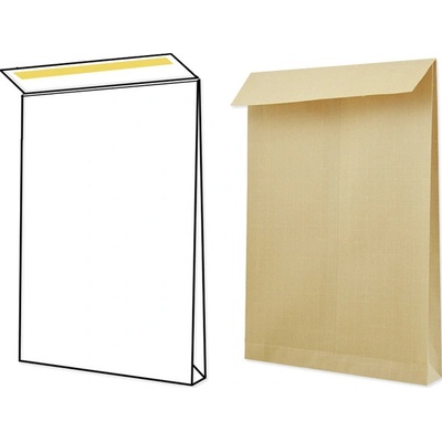 Obálka samolepící B4 křížové dno 120 g/m2 s textilní výplní - hnědá [1 ks]