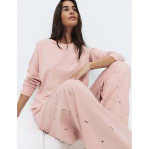 Marks & Spencer Пижамена комплект от чист памук с печат Marks & Spencer розова Marks & Spencer | Rozov | ЖЕНИ | S