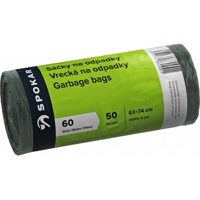 SPOKAR SÁČKY NA ODPADKY HDPE 60 l 18µm 50 ks černé