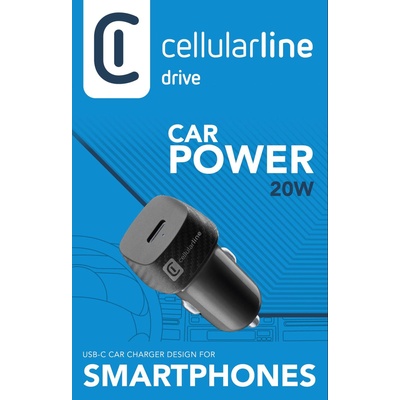 Cellularline Зарядно за кола 12v usb-c 20w черно