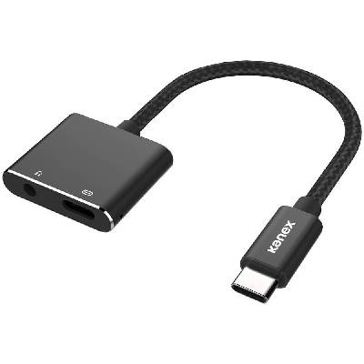 DuraBraid USB-C to 3.5mm Headphone Jack Adapter & Charging - пасивен адаптер USB-C към 3.5 мм. аудио изход и USB-C изход (черен)