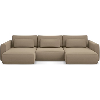 makamii Светлокафяв кадифен разтегателен ъглов диван с място за съхранение (U форма) Kapua - Makamii (KAPUA_UF_3_P1_C20)