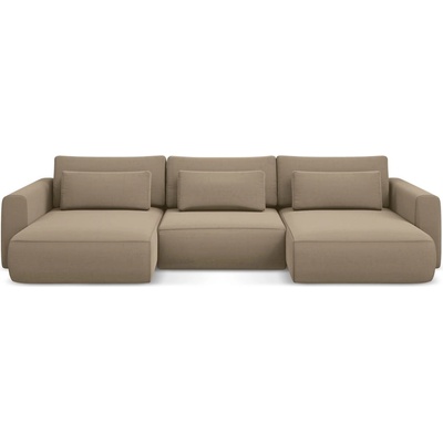 makamii Светлокафяв кадифен разтегателен ъглов диван с място за съхранение (U форма) Kapua - Makamii (KAPUA_UF_3_P1_C20)