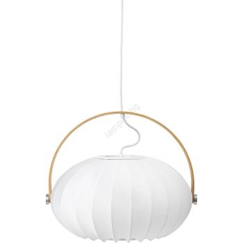 halo design 746347 - Висяща лампа на кабел DC 1xE27/40W/230V Ø 40 см бяла/дъб (HO0053)