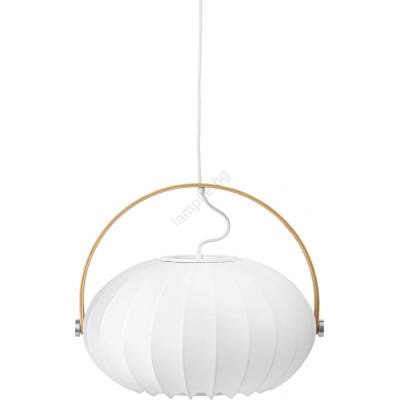 halo design 746347 - Висяща лампа на кабел DC 1xE27/40W/230V Ø 40 см бяла/дъб (HO0053)