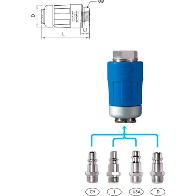 GAV BEZPEČNOSTNÍ RYCHLOSPOJKA STL.VZDUCH 1/4" vnitřní závit