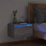 vidaXL Нощно шкафче за стена с LED осветление, сив сонома (836836)