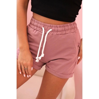 Kesi dámské bavlněné kraťasy s gumou a zavazováním v pase Luba růžová tmavě