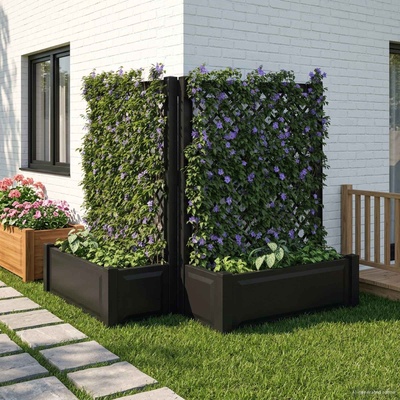 vidaXL Голяма саксия с решетка 2 pcs Антрацит 143 x 143 x 133, 5 см ПП (42041727)