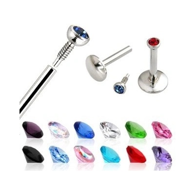 Šperky eshop piercing do brady z chirurgické oceli barevný zirkon PC11.21 aqua modrá Q