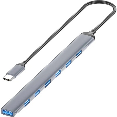 BlackBird USB 3.0 Type-c 7-портов хъб, изключително тънък, с алуминиев корпус, за преносими компютри BH1468 (BH1468)