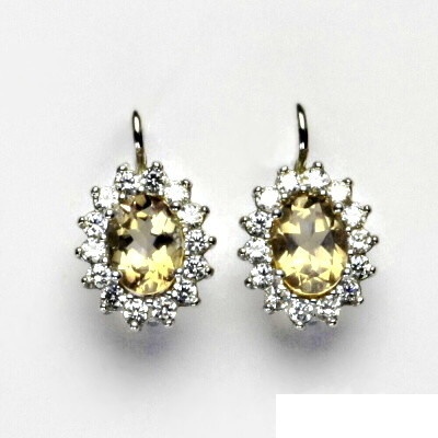 Čištín přírodní citrín pálený čiré zirkony Kate NK 1507