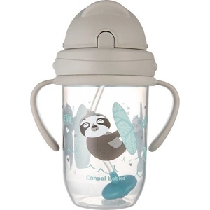 Canpol babies Чаша със сламка Canpol - Exotic Animals, 270 ml, сива (56/606_grey)