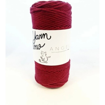 YarnMellow Macramé šňůry Angel 5mm Vínová (Rozčesávací příze macramé YarnMellow Angel 5mm Vínová. Je ze 100% recyklované bavlny a najdete ji u nás v mnoha odstínech.)