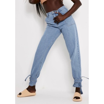 Image 1 of Missy Empire Дънки Missy Empire Denim Tie Ankle Mom Jeans - Blue