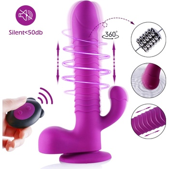 Image 1 of HISMITH C0723 Silicone Dildo Vibrator Anal Stimulation with Remote Controller & Suction Cup Purple