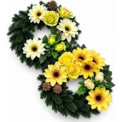 Náhrobný veniec v tvare osmičky, 35 cm, mix dekorov